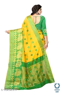 COTTON BASED JACQUARD SAREES - Saree Length Size-5.5m Blouse Length Size-0.8, Cotton silk, Zari Woves, pack of:1